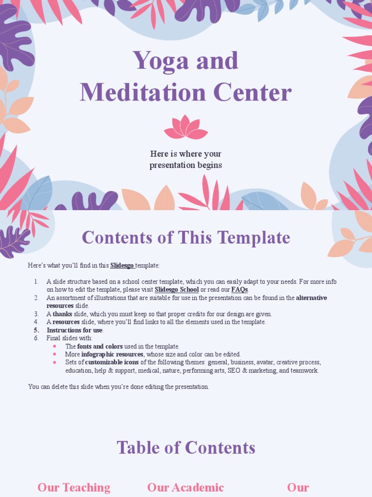 Yoga and Meditation Center by Slidesgo | PDF | Planets | Mercury (Planet)
