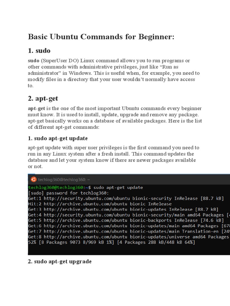 Basic ubuntu commands for beginner pdf directory computing sudo