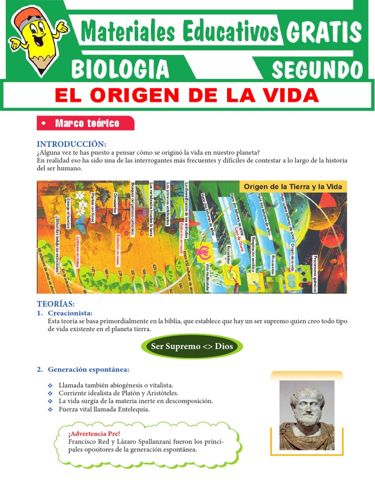 Teorías del Origen de la Vida en Biología | PDF | Abiogénesis ...