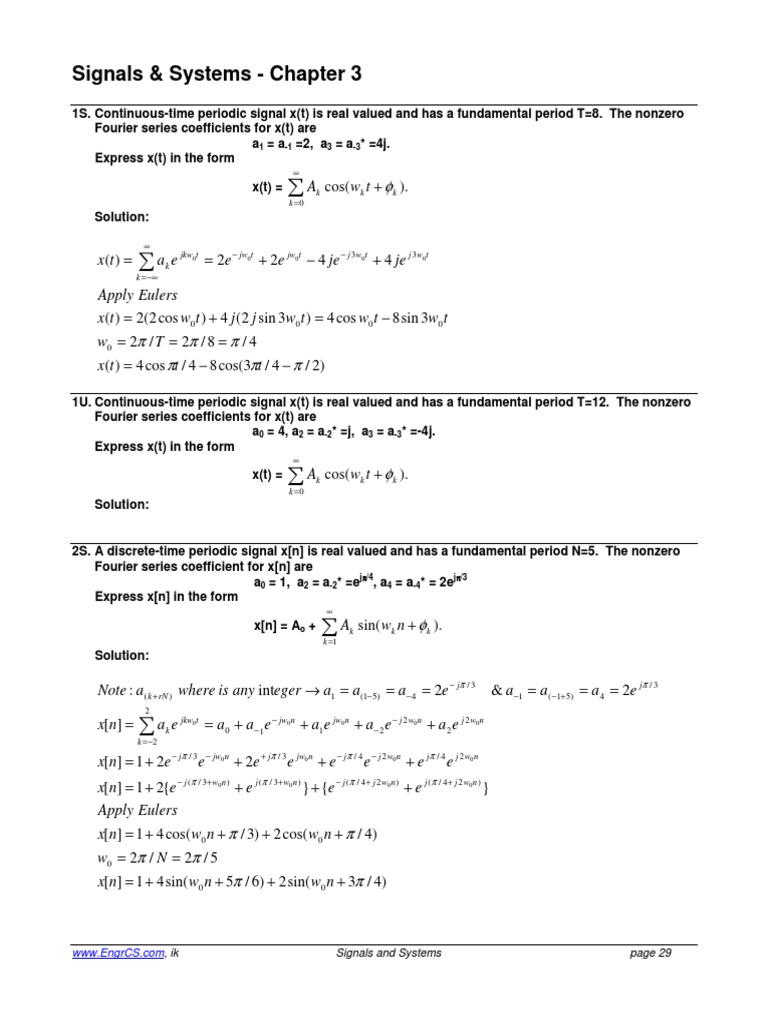 Signals & Systems - Chapter 3: Je Je e e e A T X | PDF | Fourier Series ...