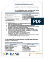 Customer Complaint Handling at Js Bank: Write To Us Complaint Channels Manager Problem Resolution Unit