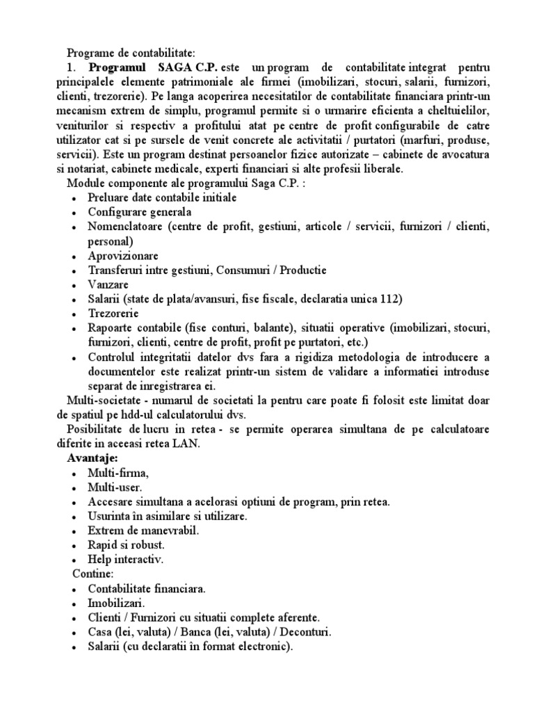 Programe de Contabilitate | PDF