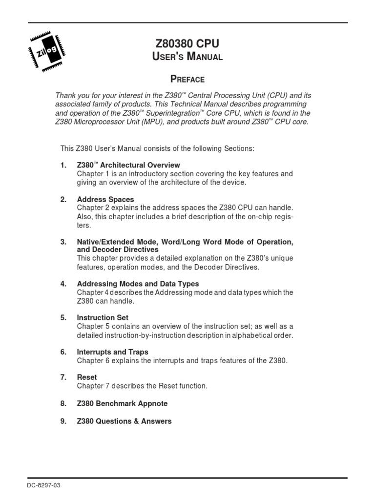 z80380 CPU User S Manual | PDF | Central Processing Unit | Pointer ...