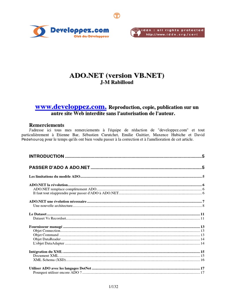 Utiliser ADONET VB PDF | PDF | Business