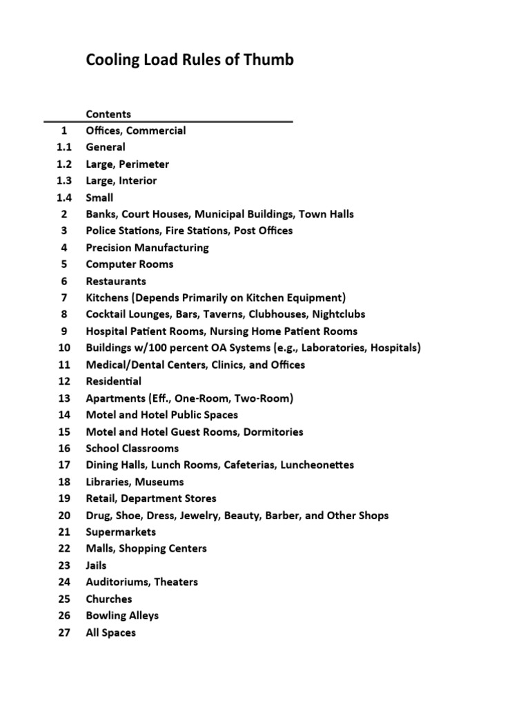 Cooling Load Rules of Thumb PDF Shopping Mall Bar