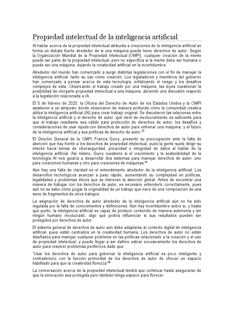 Derechos de Autor en IA: Debate Legal | PDF | Inteligencia artificial ...