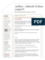 Diário Filosófico _ Atitude Crítica para Transvaloração!!!_ Antropologia_ Ousar para reinventar a humanidade