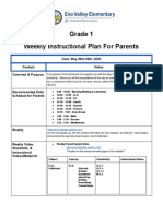 Grade 1 Weekly Instructional Plan For Parents: Date: May 26th-29th, 2020 Content Notes Overview & Purpose