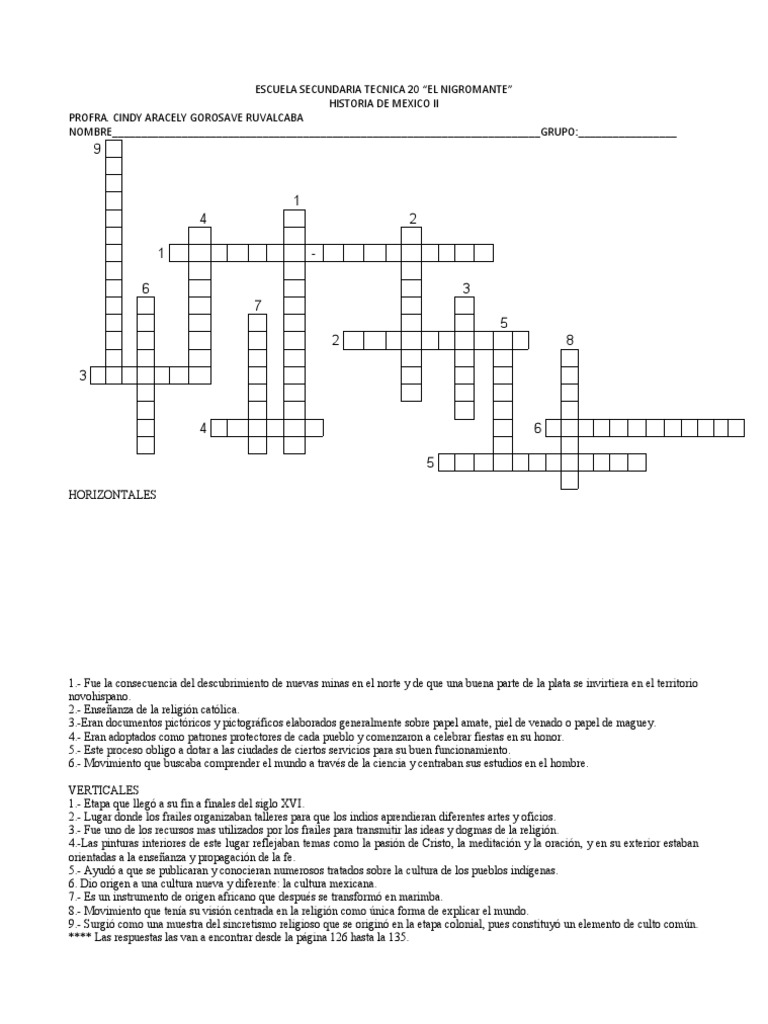 Crucigrama 1 Sin Resolver