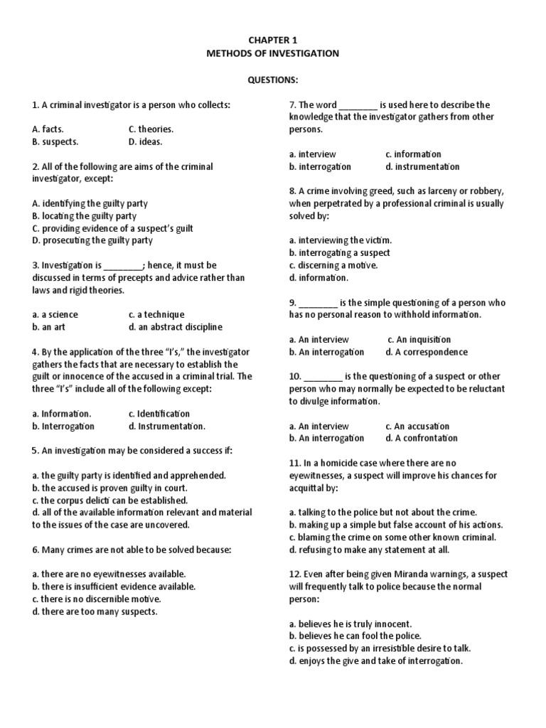 Methods of Criminal Investigation Gathering Evidence Through