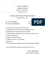 Teacher Applicants Document Checklists