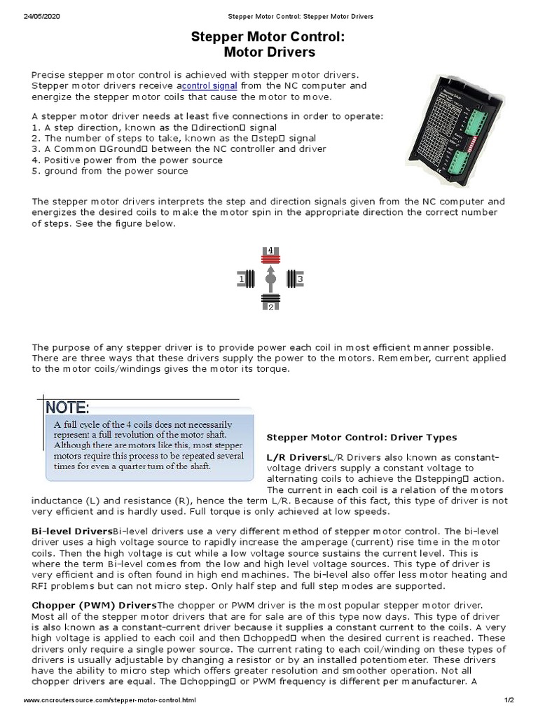 Stepper Motor Control Stepper Motor Drivers Pdf Electric Motor