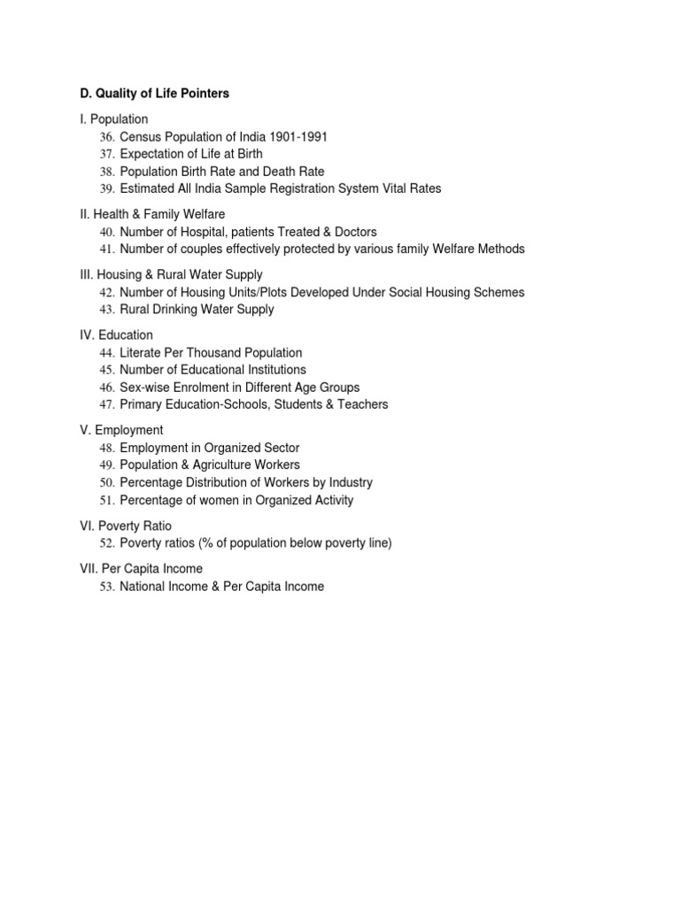 Quality of Life Indicators in India | PDF