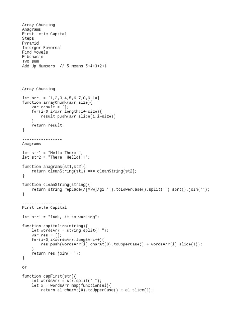 Common JavaScript Array and String Algorithms Explained | PDF ...