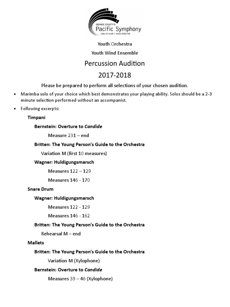 Percussion Excerpts 1718 Download Free PDF Orchestras Audition