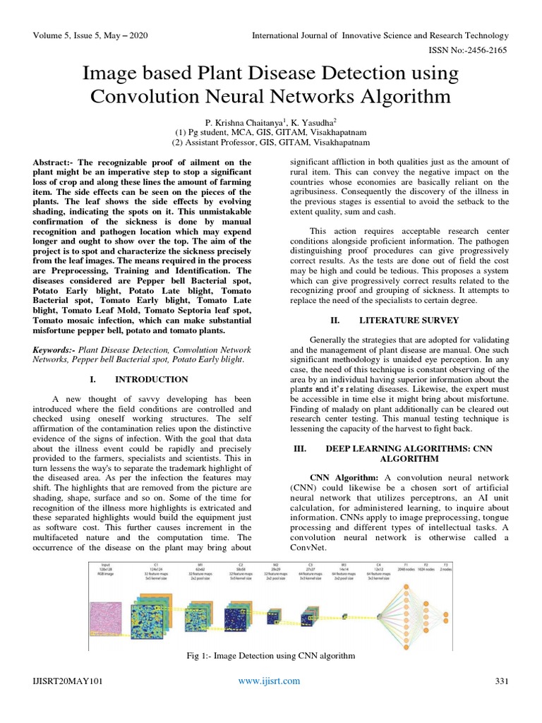 Image Based Plant Disease Detection Using Convolution Neural Networks ...
