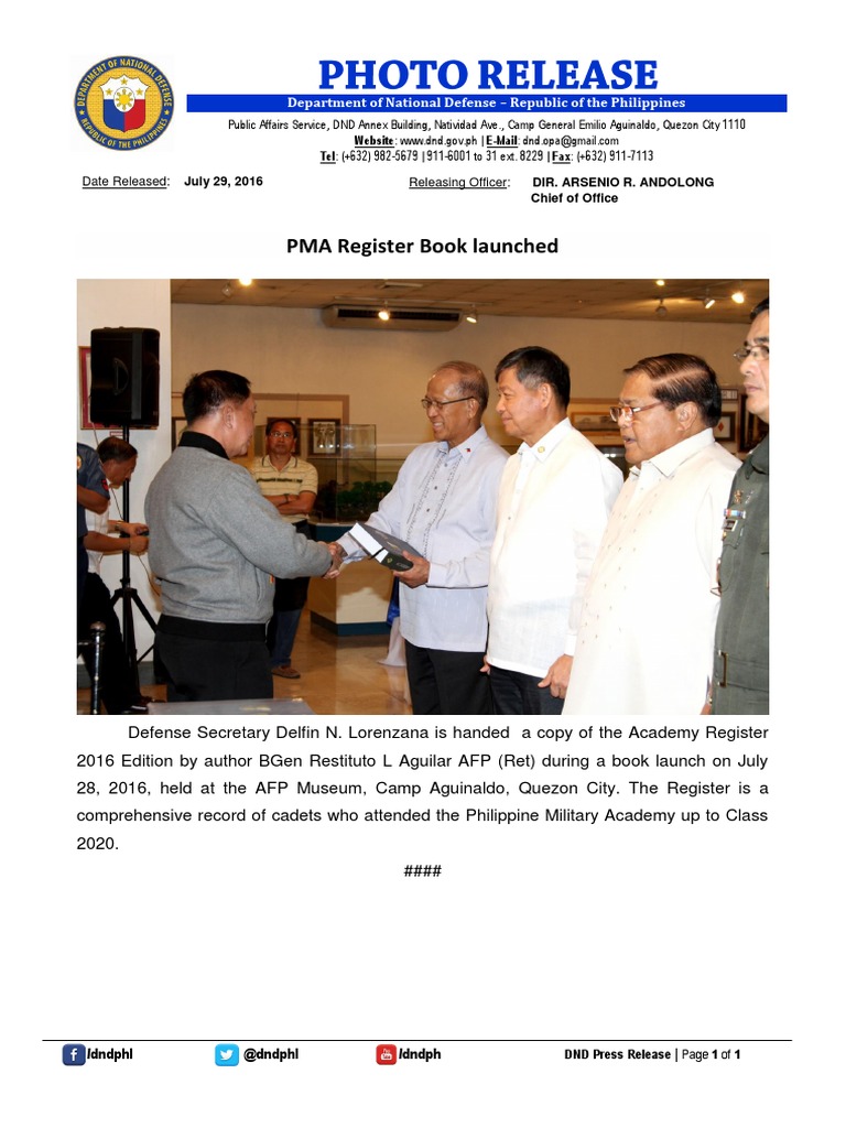 Photo - PMA Register Book Launched | PDF