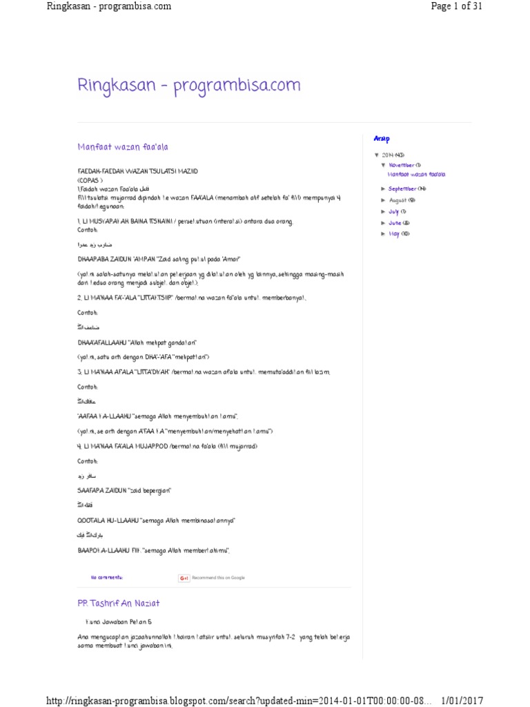Manfaat Wazan Faa'ala dalam Bahasa Arab | PDF