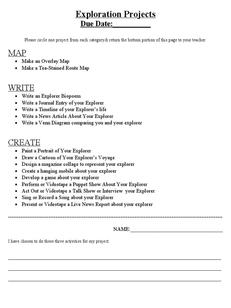 Explorer Project Activity Selection | PDF