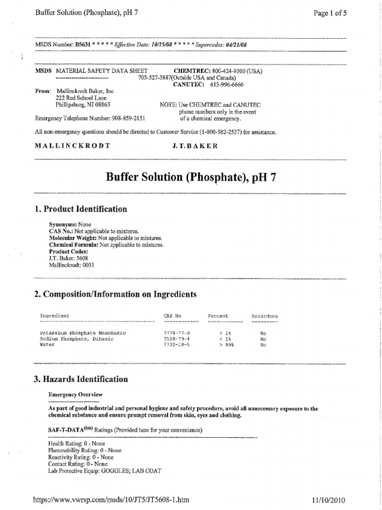 MSDS Buffer PH 7 PDF