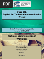 Week 2: UVW 312: English For Technical Communication