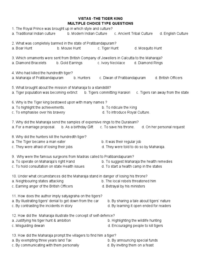 The Tiger King Analyzing a Document Containing Multiple Choice and