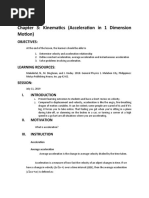 Chapter 3: Kinematics (Acceleration in 1 Dimension Motion)