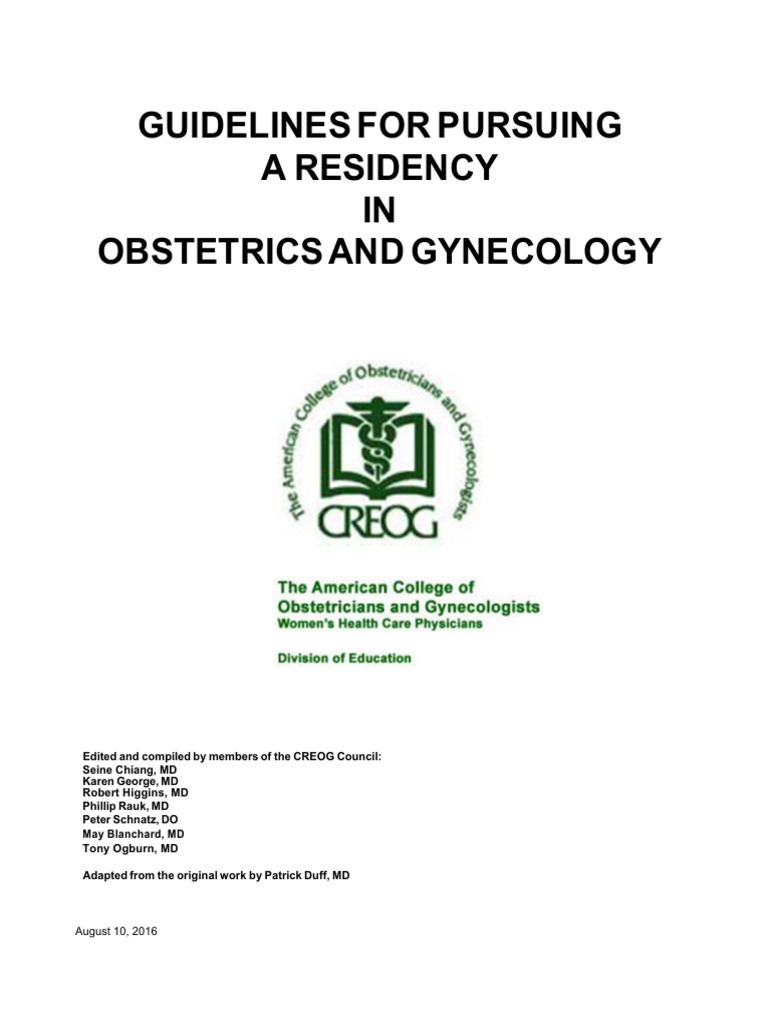 Guidelines For Pursuing A Residency IN Obstetrics and Gynecology | PDF ...