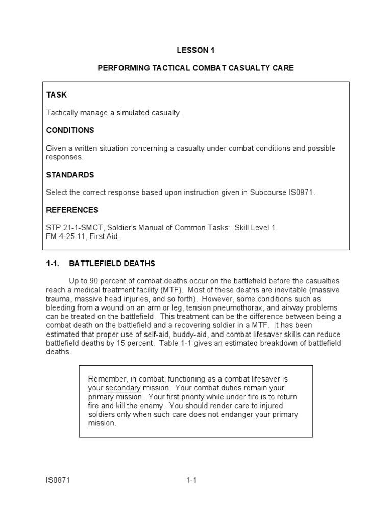 Performing Tactical Combat Casualty Care | PDF | Intravenous Therapy ...