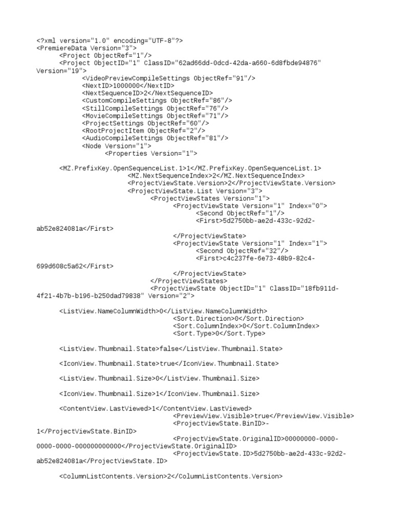Premiere Pro Project Settings XML | PDF | Video | Computing