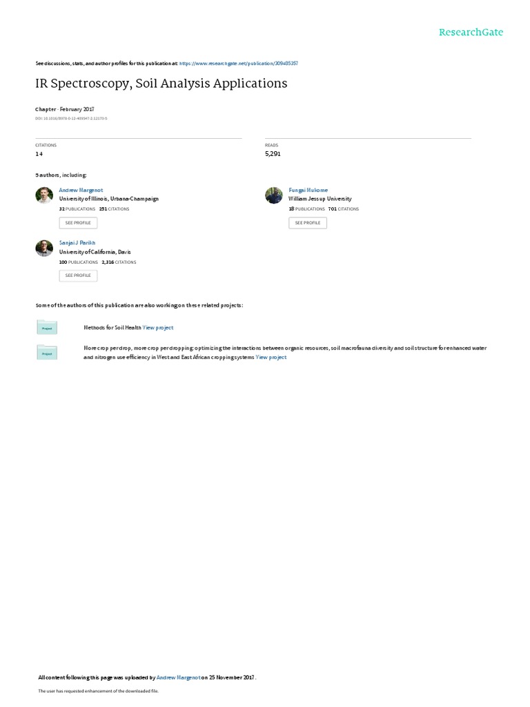 IR Spectroscopy, Soil Analysis Applications Andrew Margenot Fungai