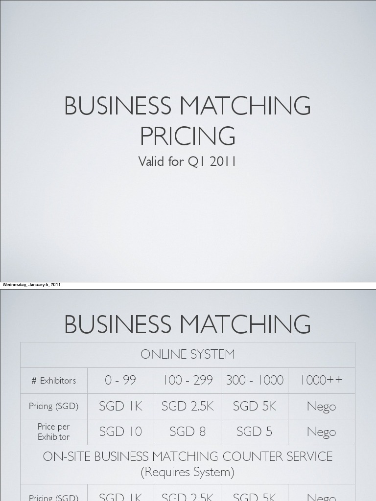 Business Matching Pricing Q1 2011 | PDF | Information Technology ...
