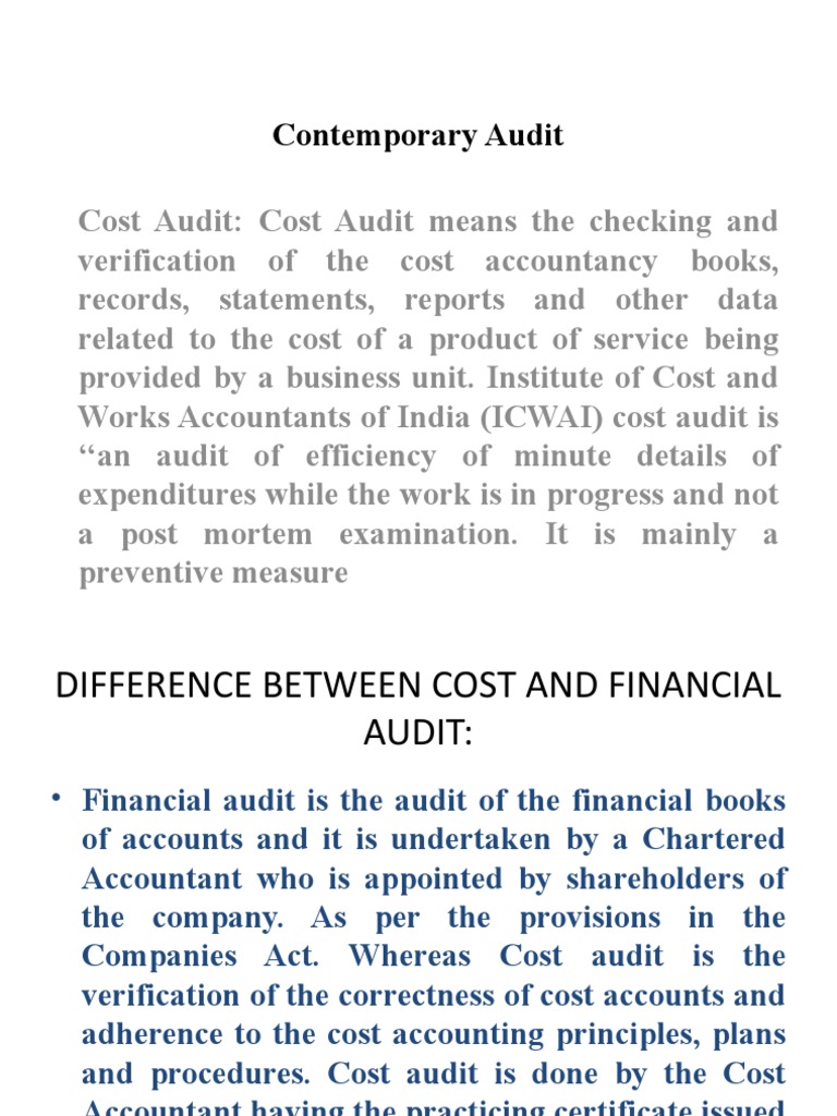 An Overview of Different Types of Audits Cost Audit, Financial Audit