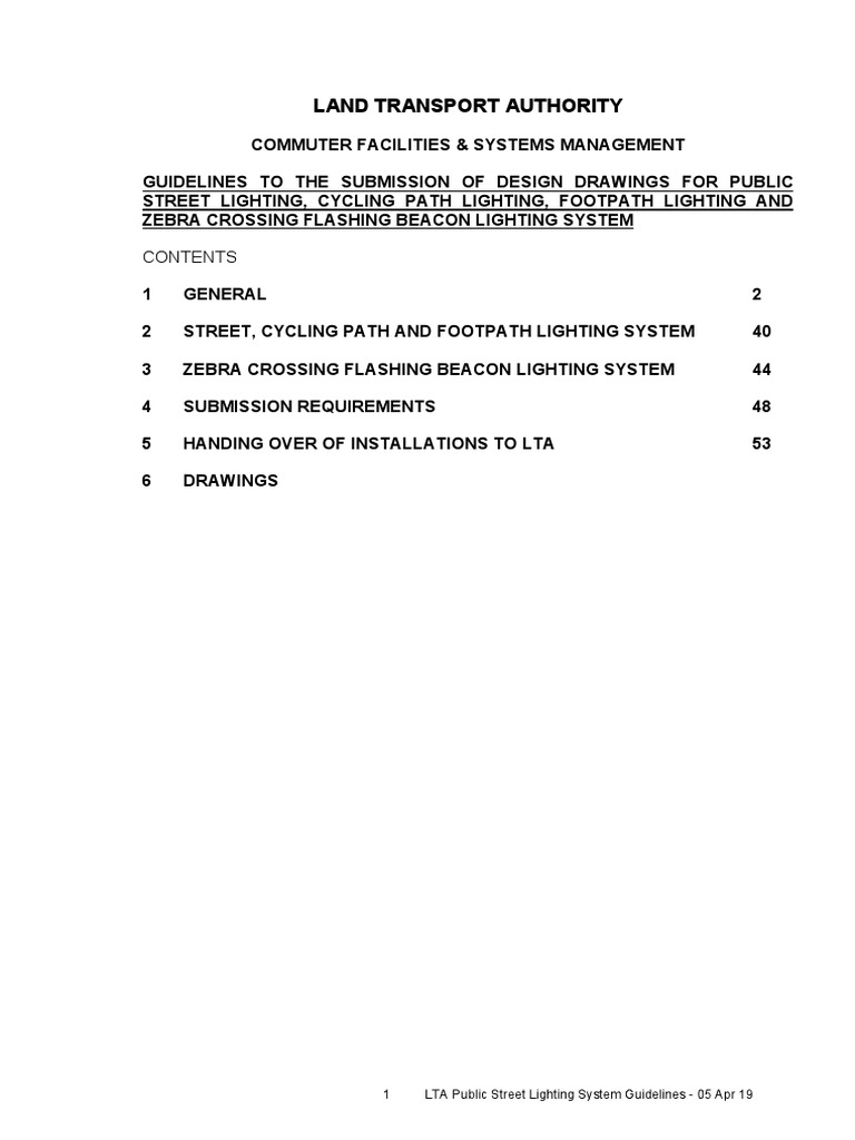 LTA Street Lighting Guidelines 05 Apr 19 PDF PDF Galvanization