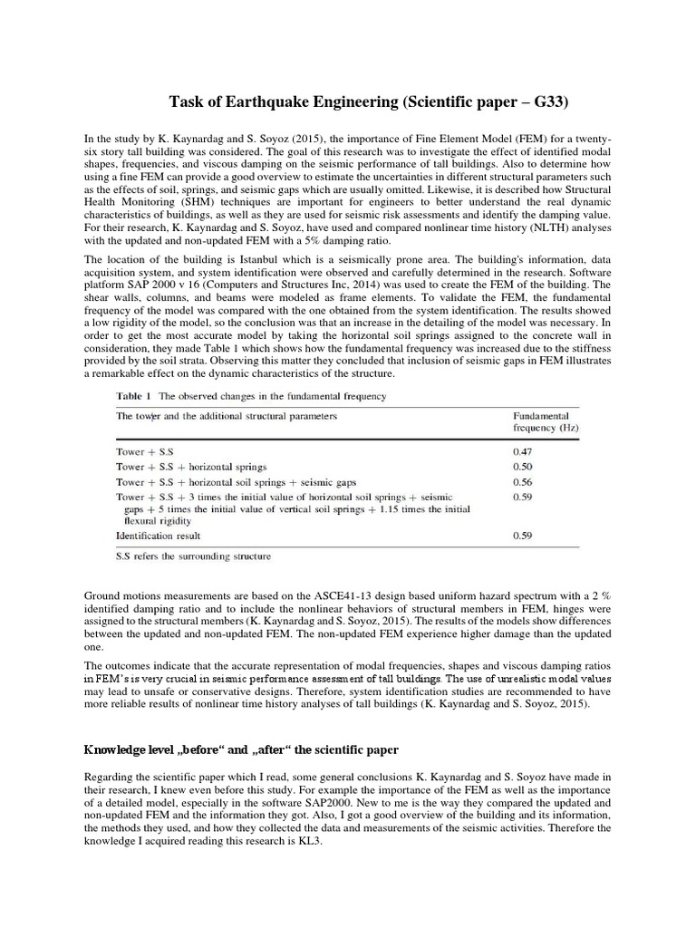 Seismic Performance of Tall Buildings Using FEM | PDF | Finite Element ...