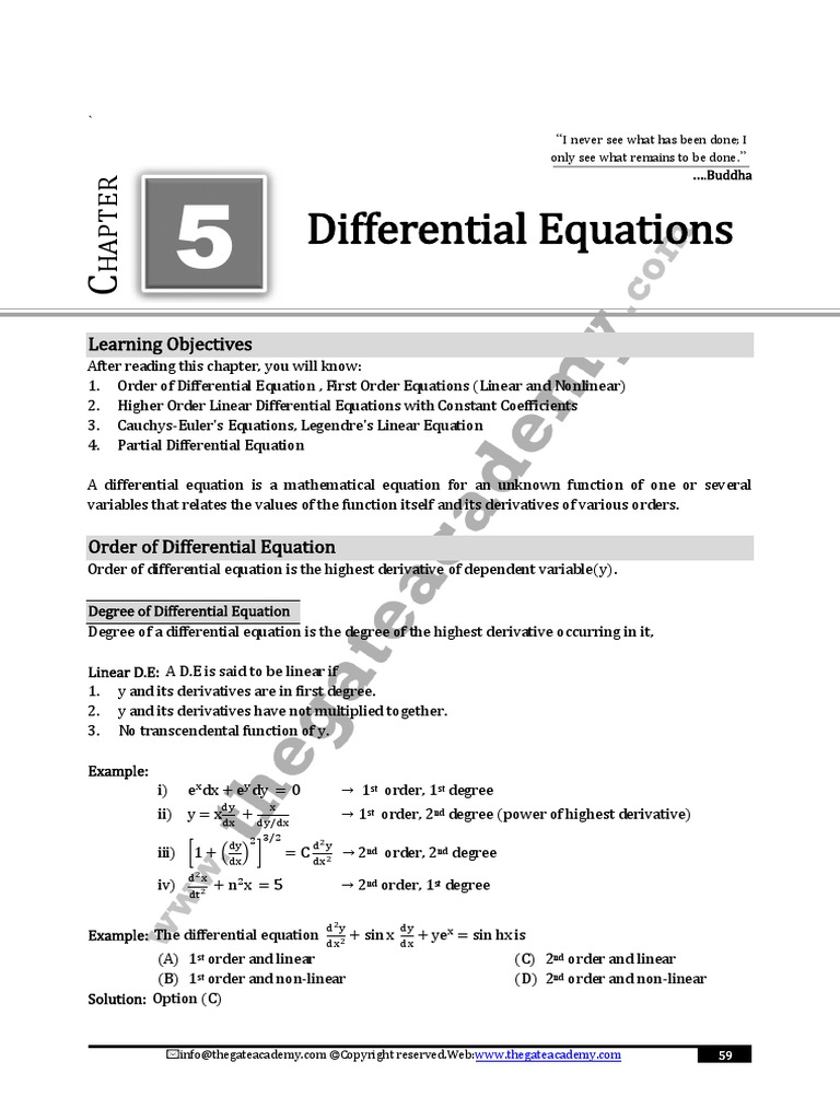 Differential Equations Learning Objectives PDF Ordinary