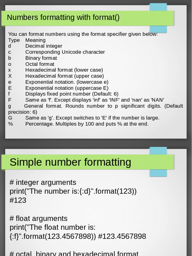 Python - Number Formatting | PDF | Theory Of Computation | Arithmetic
