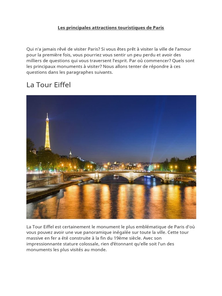 Attractions incontournables à Paris | PDF | Musée | Paris
