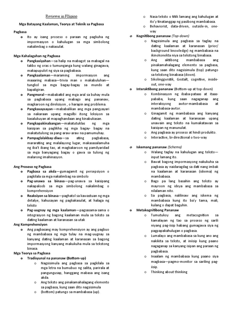 Reviewer in FIlipino | PDF