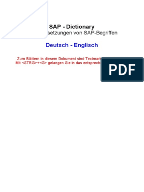 Sap Dictionary German English
