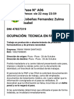 Pase laboral técnica farmacia Piura