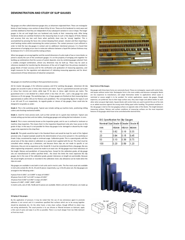 Understanding Slip Gauges in Metrology | PDF | Engineering Tolerance ...