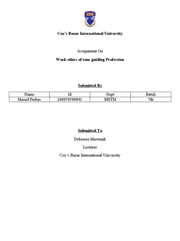 Parbes Assignment On Tour Guiding Profession BHTM | PDF | Tourism ...
