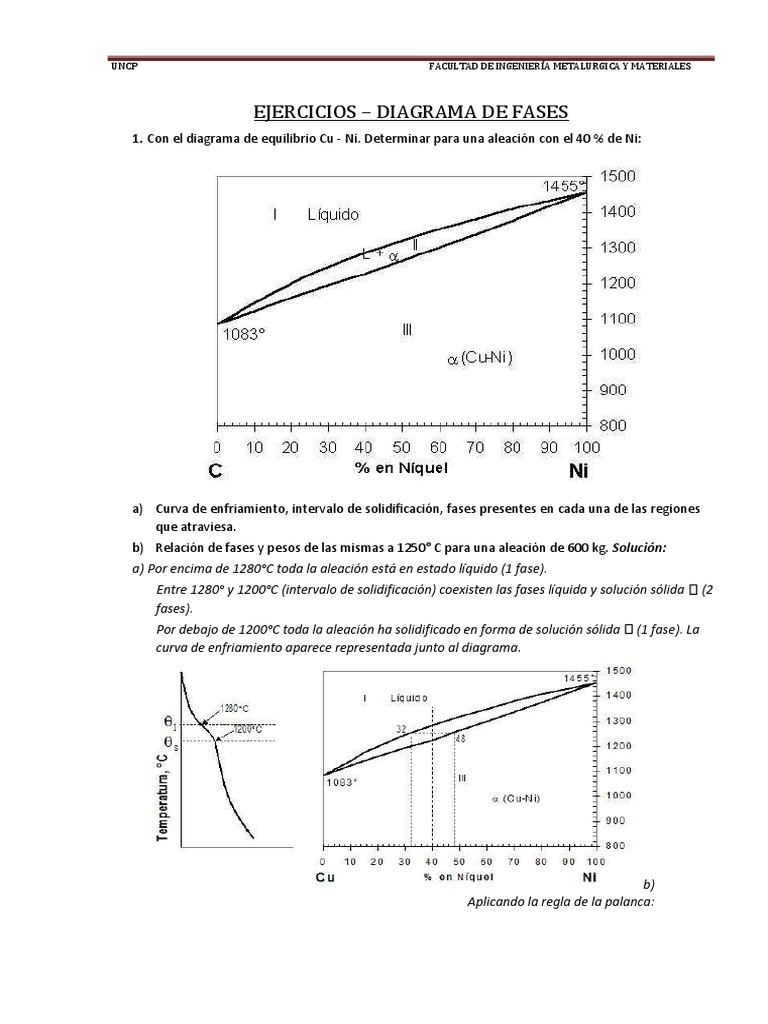 Ejercicios sobre Diagramas de Fases Metálicos | PDF | Fase (materia ...