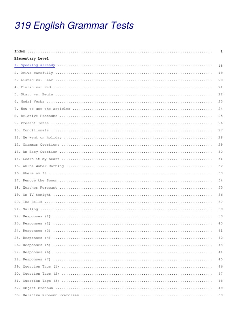319 English Grammar Tests PDF English Grammar English Language