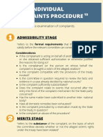 Individual Complaints Procedure: Admissibility Stage