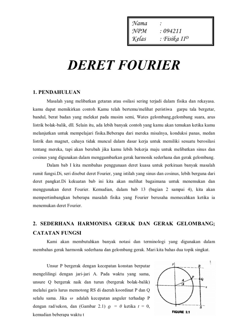 Contoh Soal Deret Fourier Dan Penyelesaiannya
