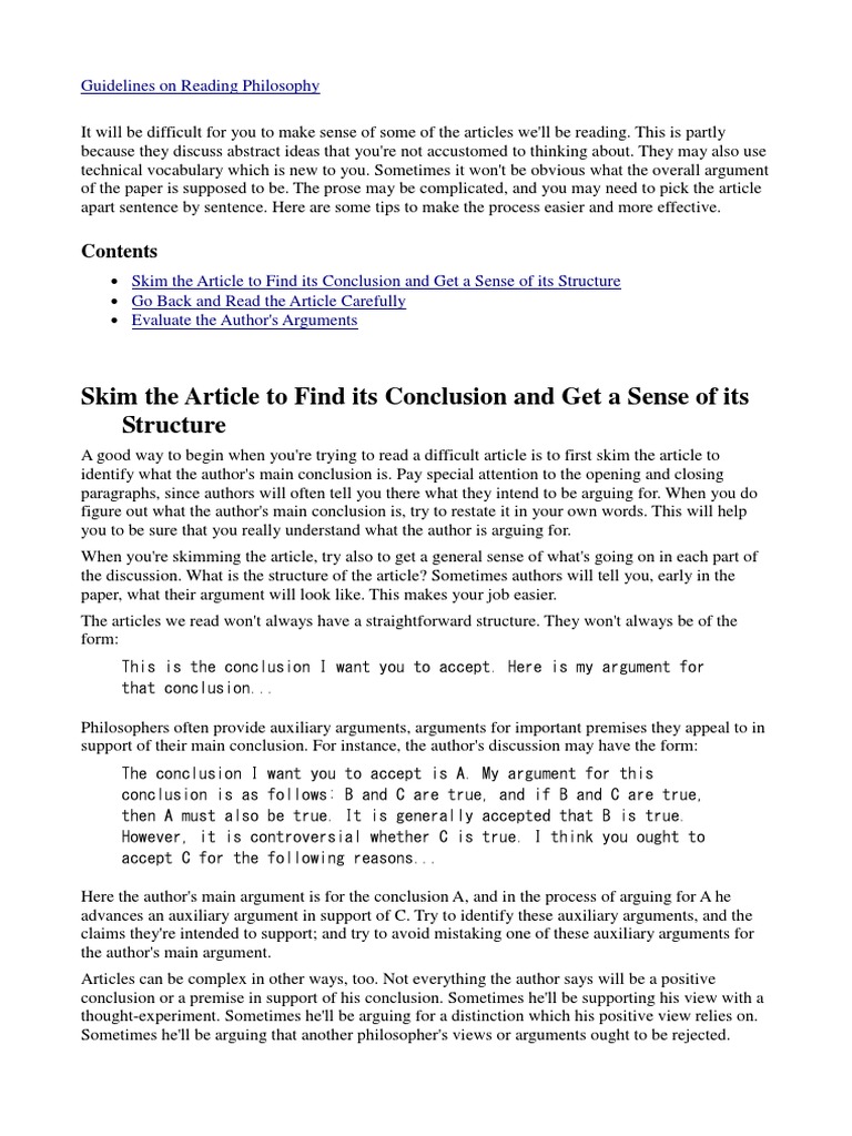 Reading Philosophy: Key Guidelines | PDF | Idea | Argument