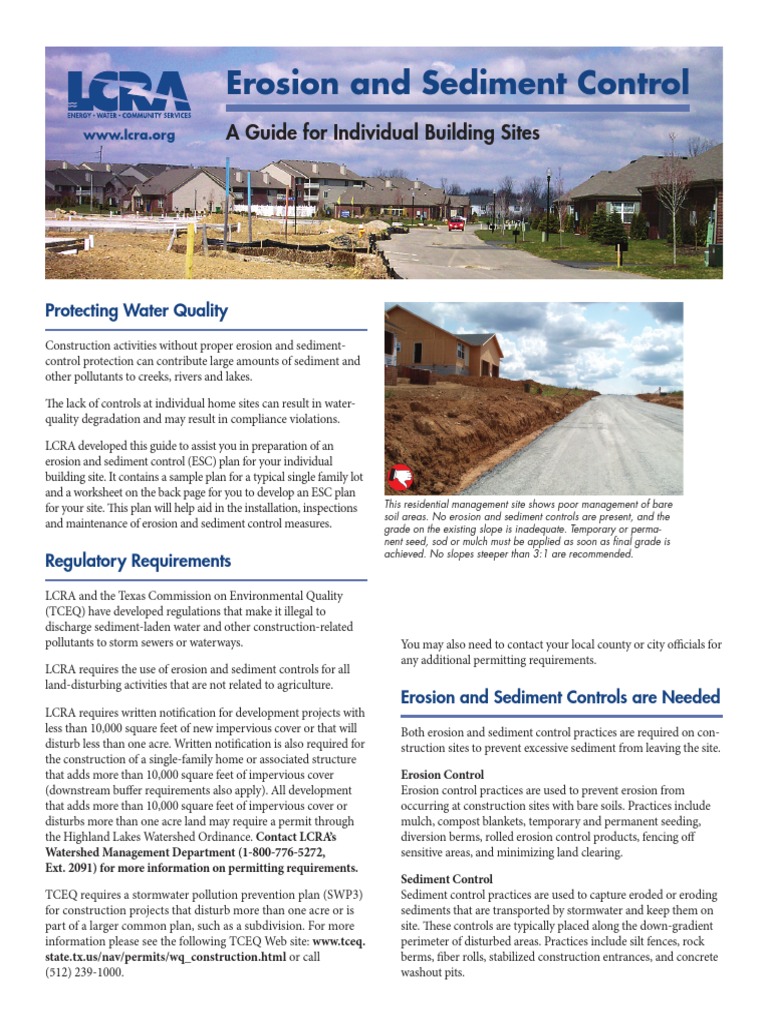 Erosion and Sediment Control Guide for Building Sites | PDF | Erosion ...
