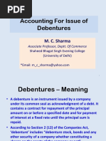 Accounting For Issue of Debentures: M. C. Sharma